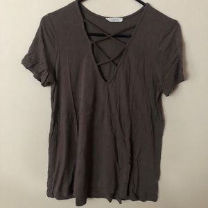 Lush brown cries cross neck T-shirt size M